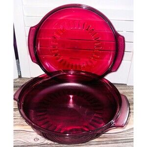 Tupperware 1Qt/1L Microwaveable Casserole Dish w/Lid #2194A & #200 C Cranberry